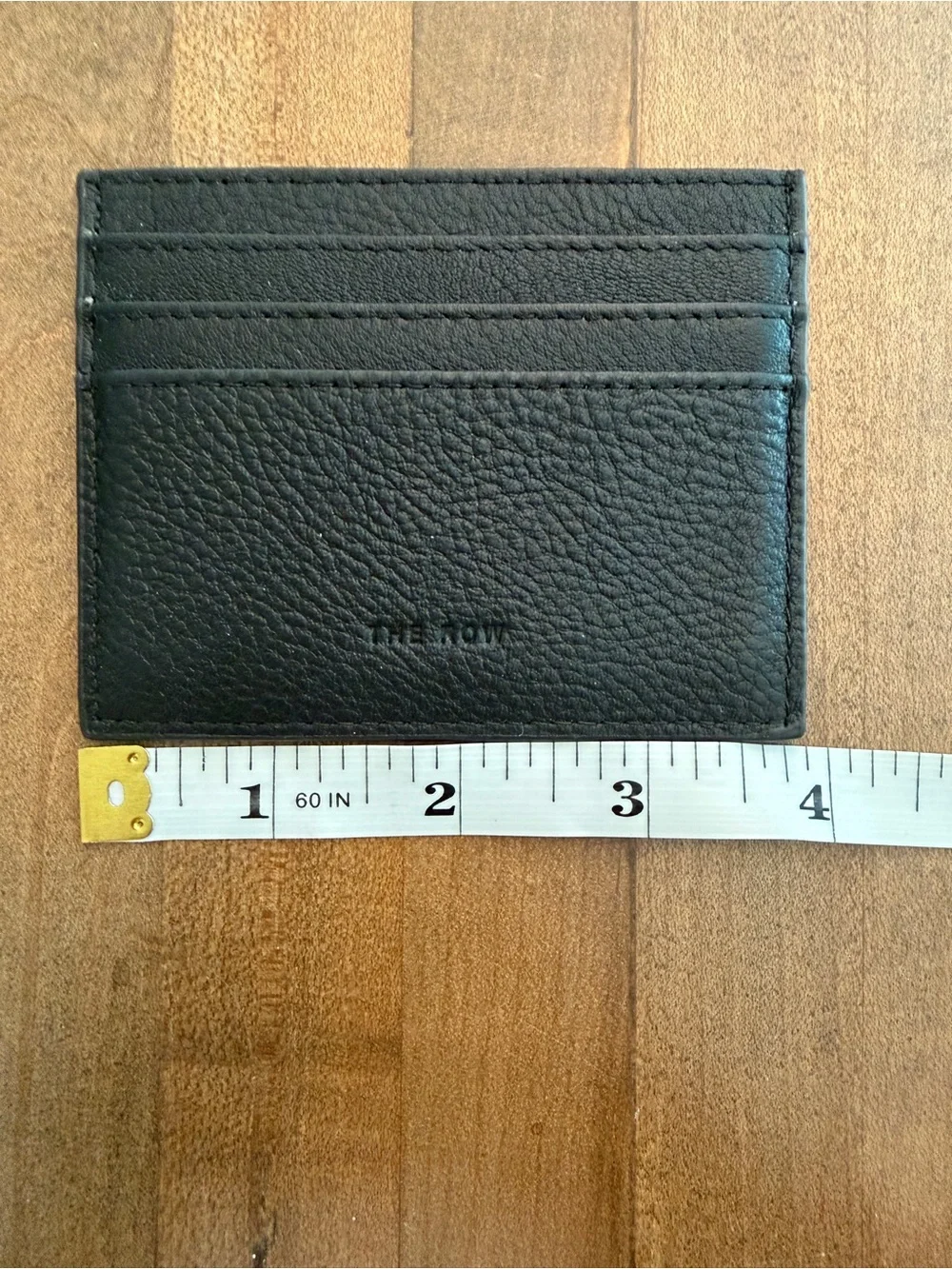 The Row Black Pebbled Leather Card Sleeve